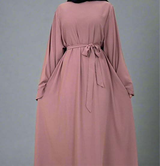 Pink Wide Sleeve Simple Abaya