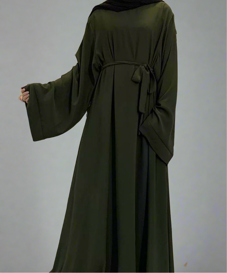 Army Green Wide Sleeve Simple Abaya