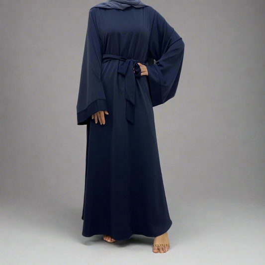 Navy Wide Sleeve Simple Abaya