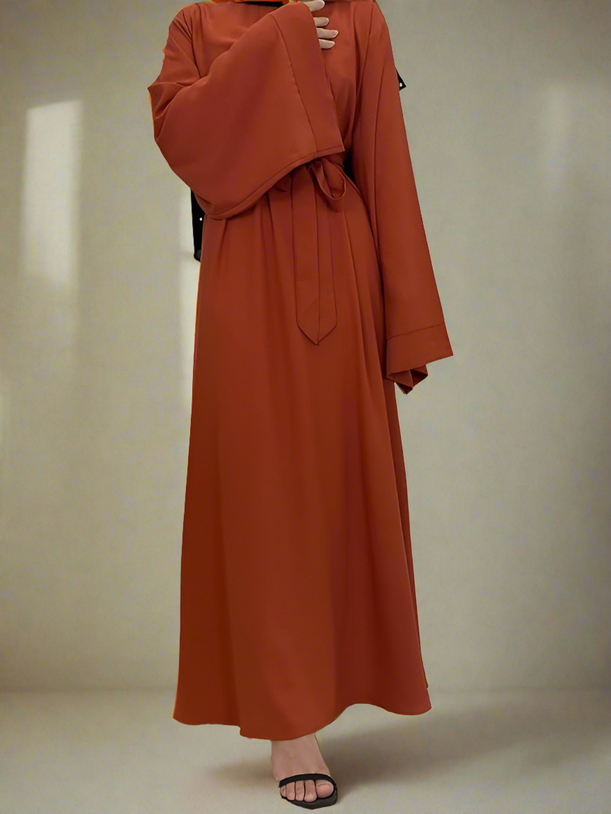 Orange Wide Sleeve Simple Abaya