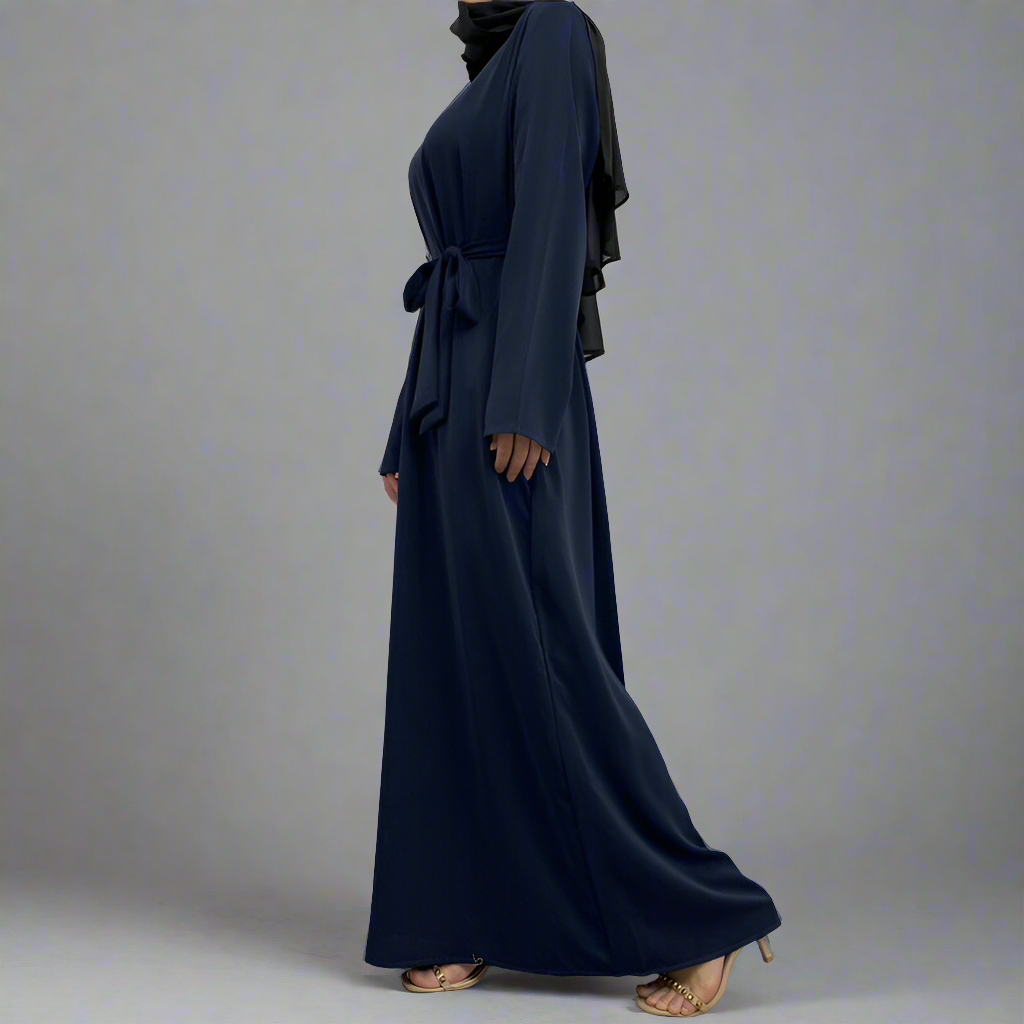 Navy Narrow Sleeve Simple Abaya