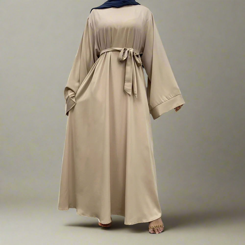 Creamy Wide Sleeve Simple Abaya