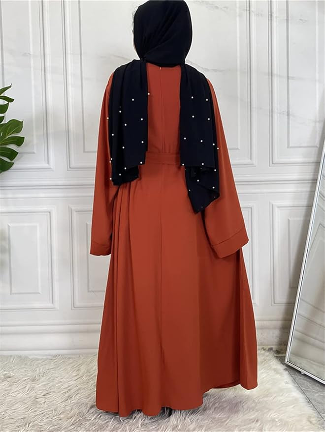 Orange Wide Sleeve Simple Abaya