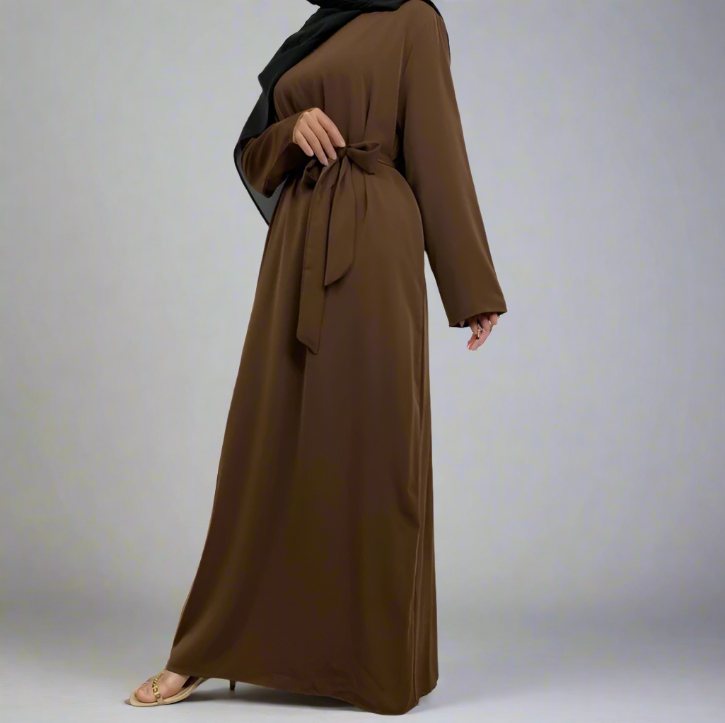 Coffee Narrow Sleeve Simple Abaya