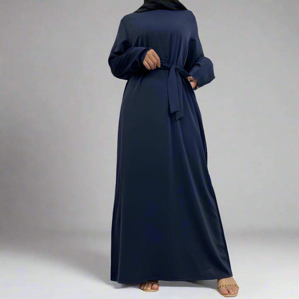 Navy Narrow Sleeve Simple Abaya