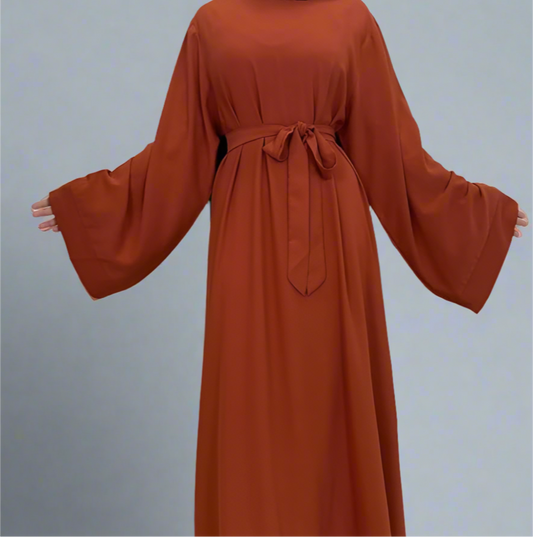 Orange Wide Sleeve Simple Abaya