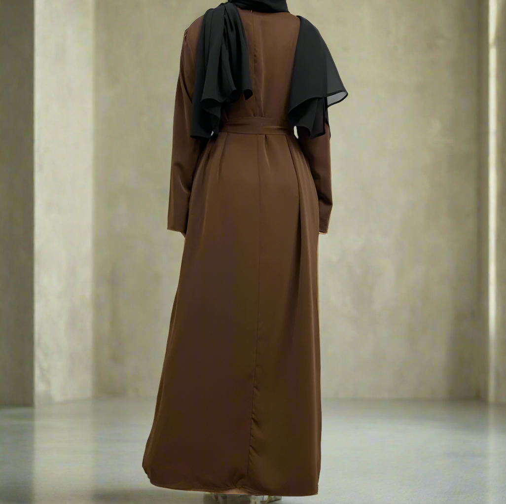 Coffee Narrow Sleeve Simple Abaya