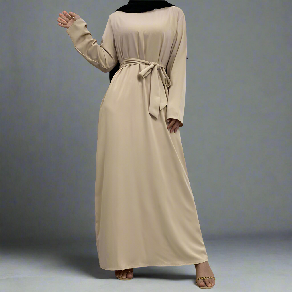 Creamy Narrow Sleeve Simple Abaya