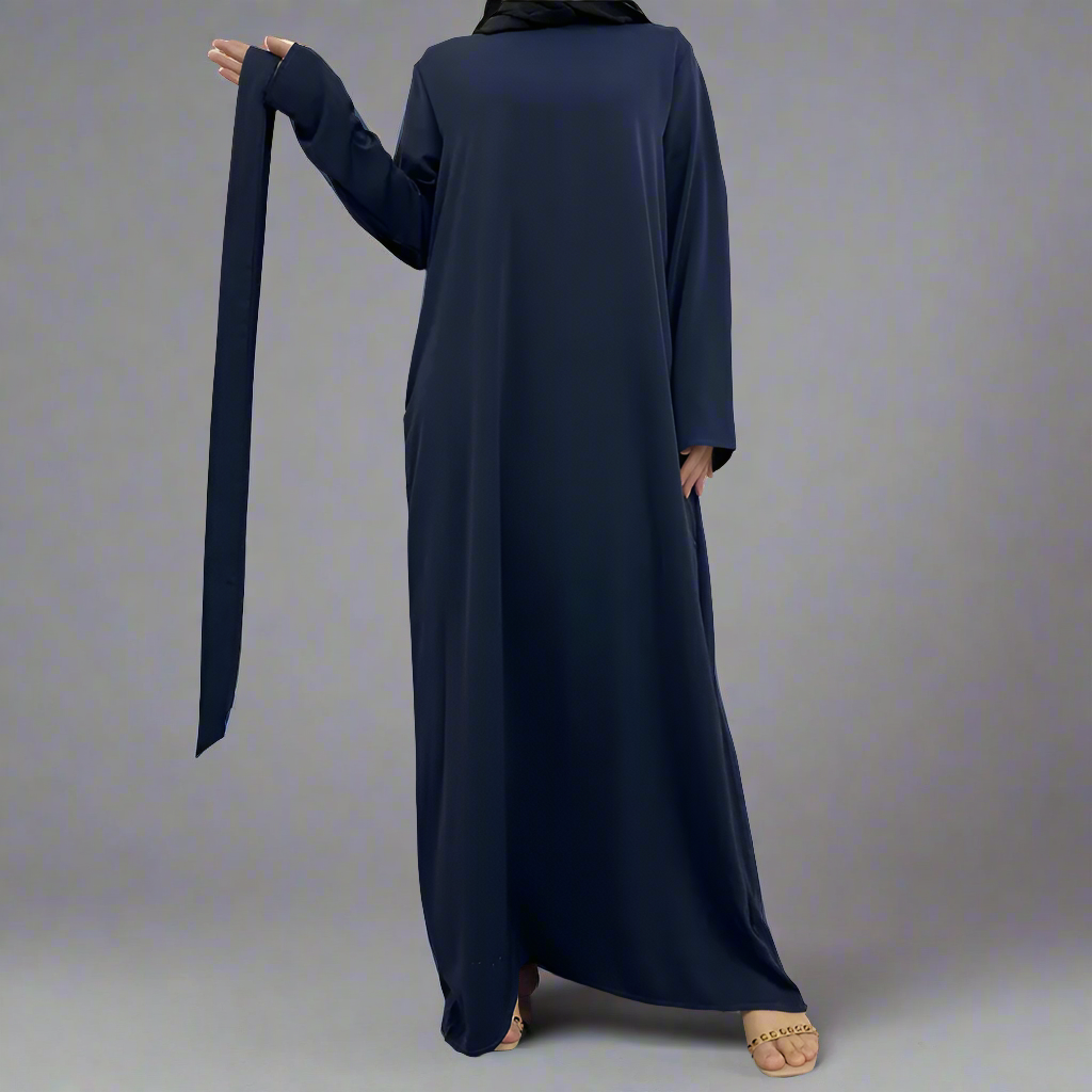 Navy Narrow Sleeve Simple Abaya