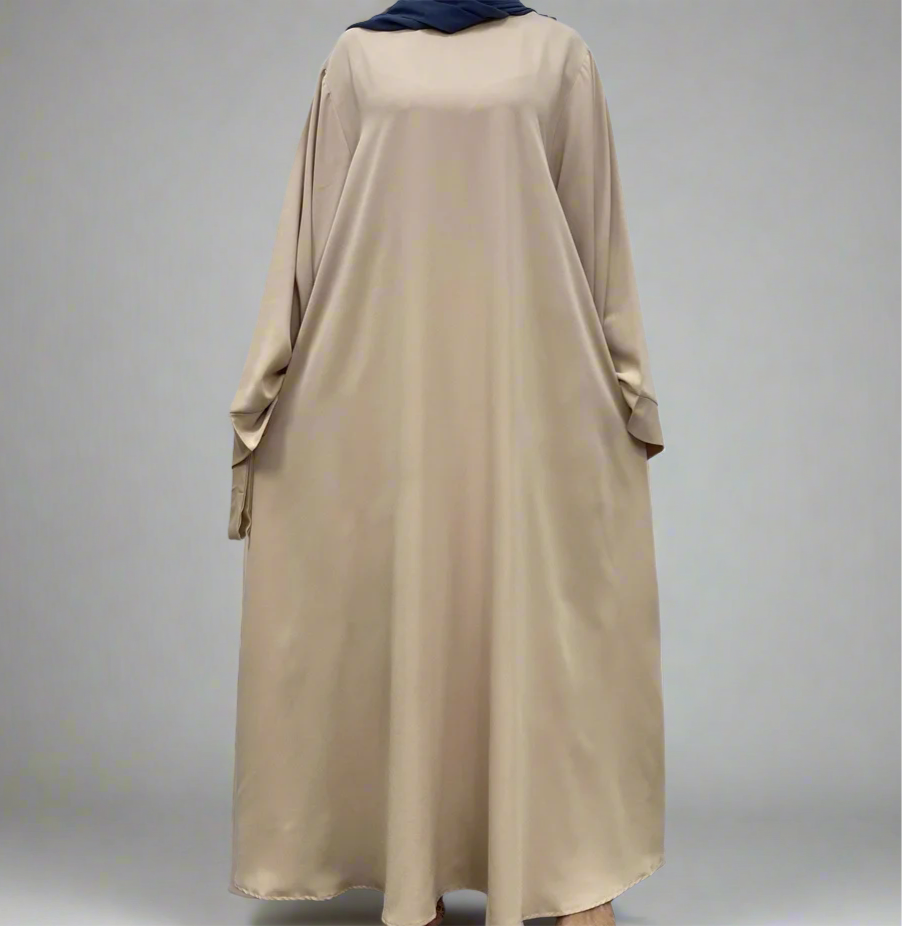 Creamy Wide Sleeve Simple Abaya