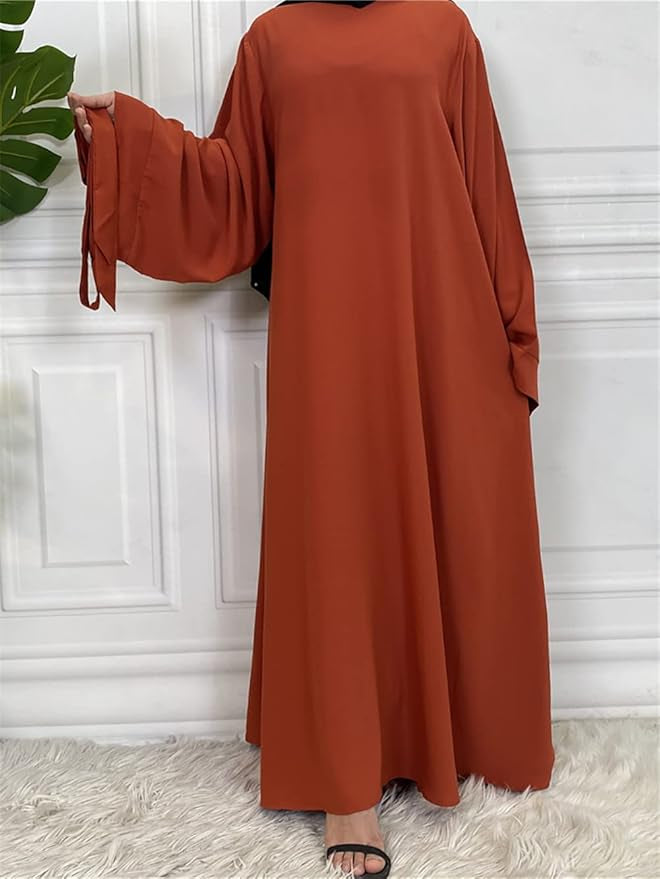 Orange Wide Sleeve Simple Abaya