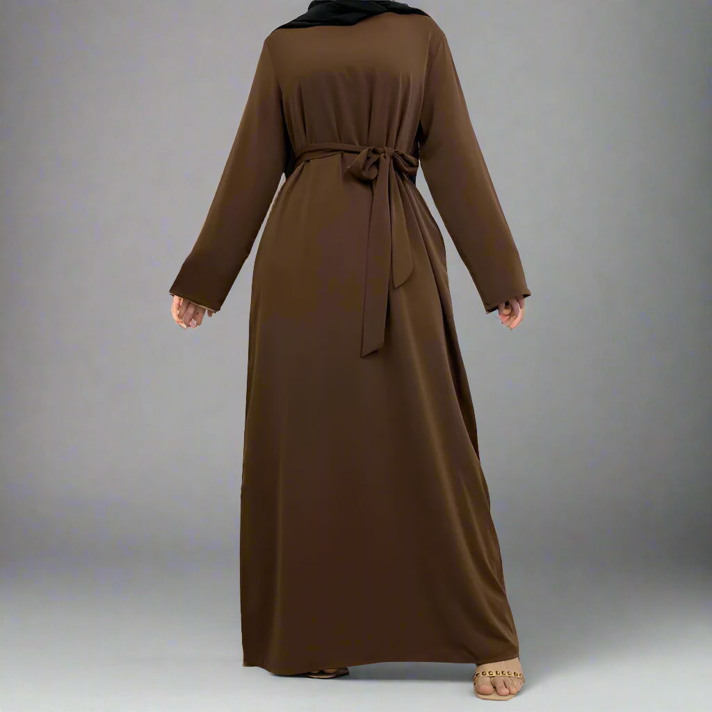 Coffee Narrow Sleeve Simple Abaya