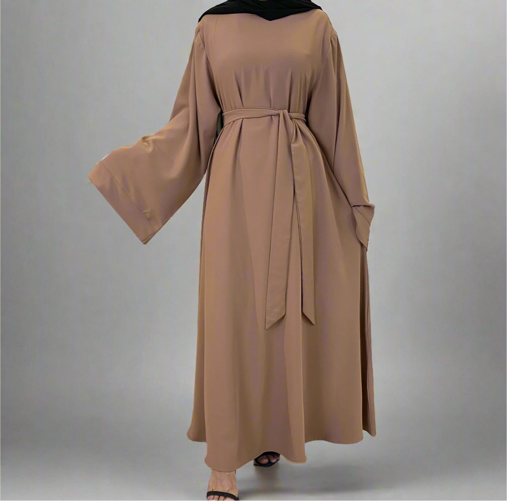 Brown Wide Sleeve Simple Abaya