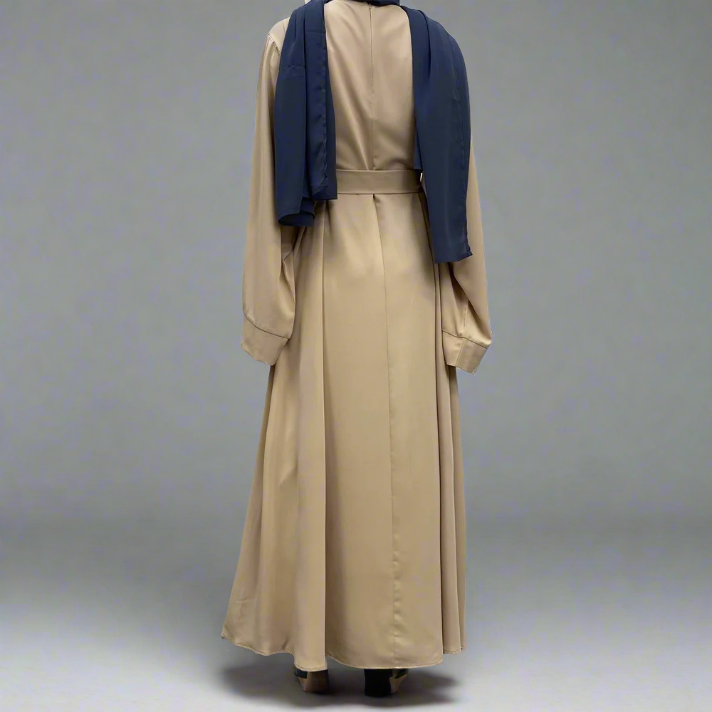 Creamy Wide Sleeve Simple Abaya