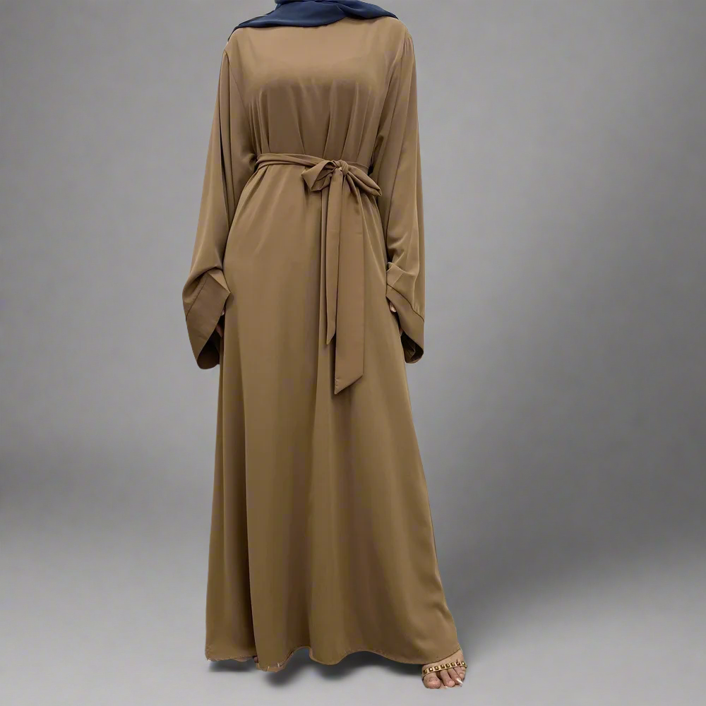 Beige Wide Sleeve Simple Abaya