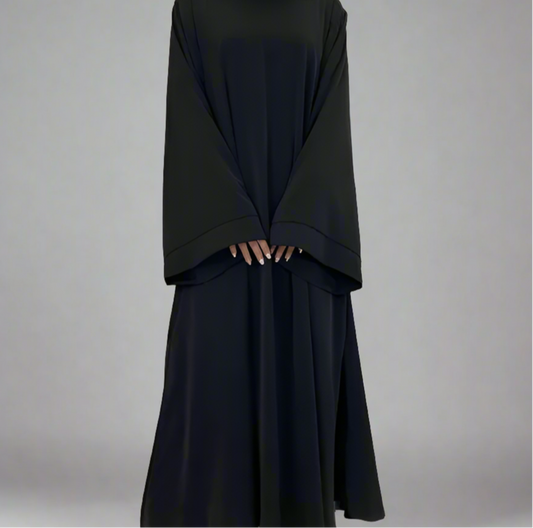 Black Wide Sleeve Simple Abaya