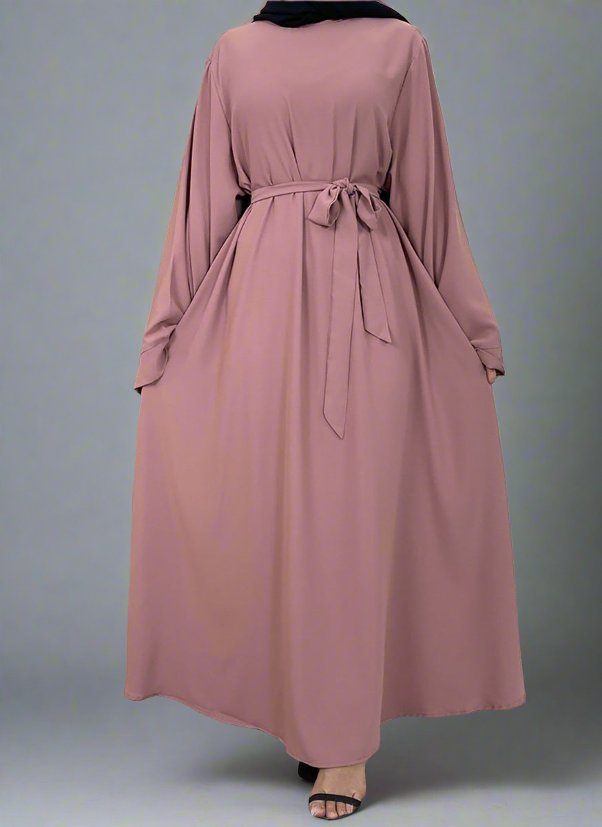 Pink Wide Sleeve Simple Abaya