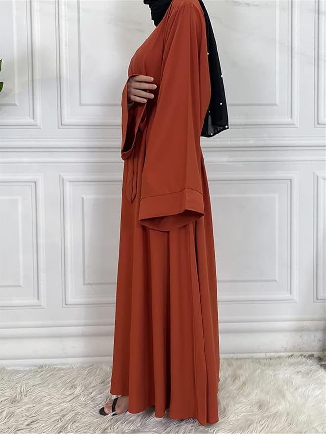 Orange Wide Sleeve Simple Abaya