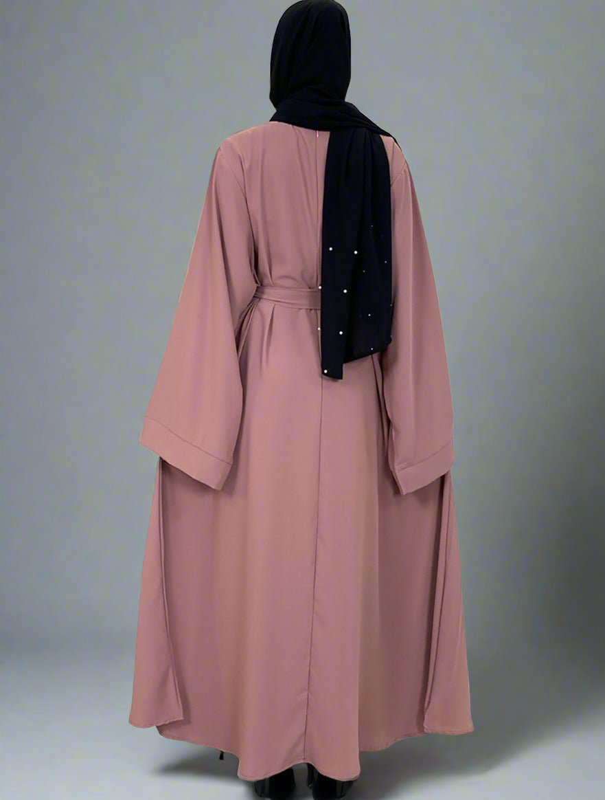 Pink Wide Sleeve Simple Abaya