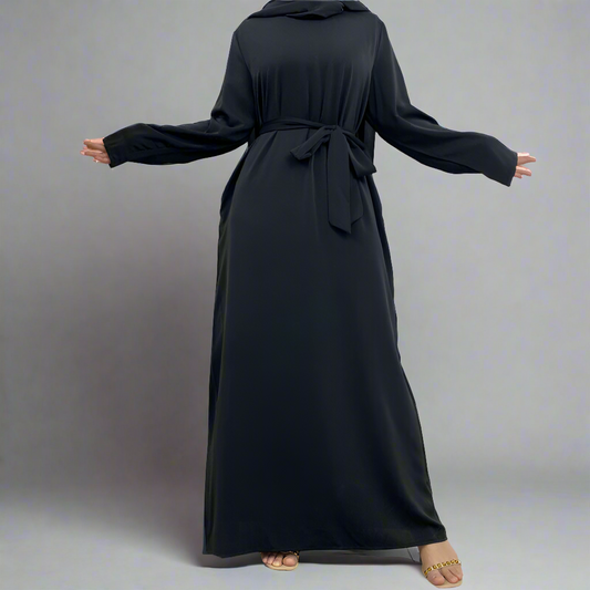 Black Narrow Sleeve Simple Abaya